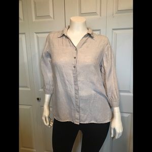 Chico’s Size 2 Linen Shirt w 3/4 Sleeves